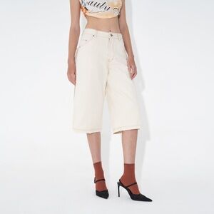 Arthur Apparel Worn Denim Culotte  In Off-White Size 4